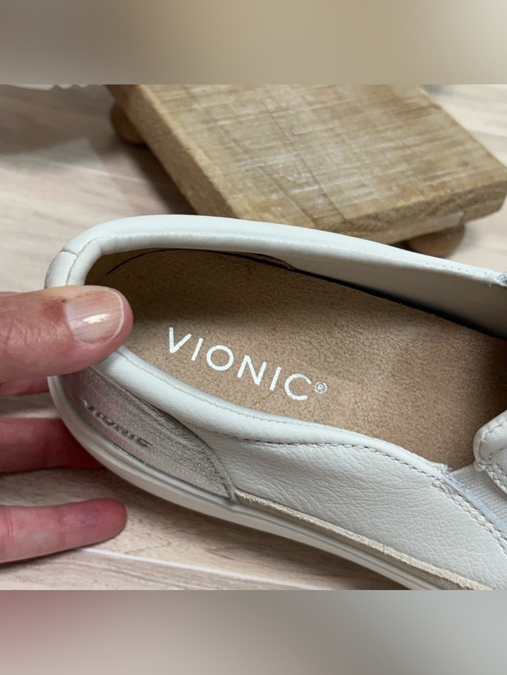 Vionic White Slip-On Platform Sneakers with Silver Heel Accent - Picture 7 of 10
